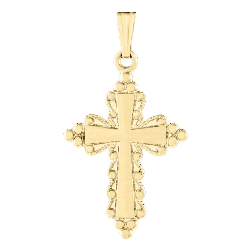 Spiral knot necklaces-14k Yellow Gold Beaded Cross Necklace