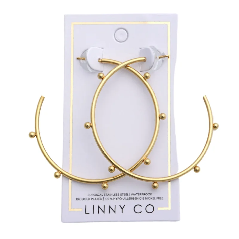 Bead braid earrings-Linny Co | Lauren Gold Tone Large Hoop Earrings