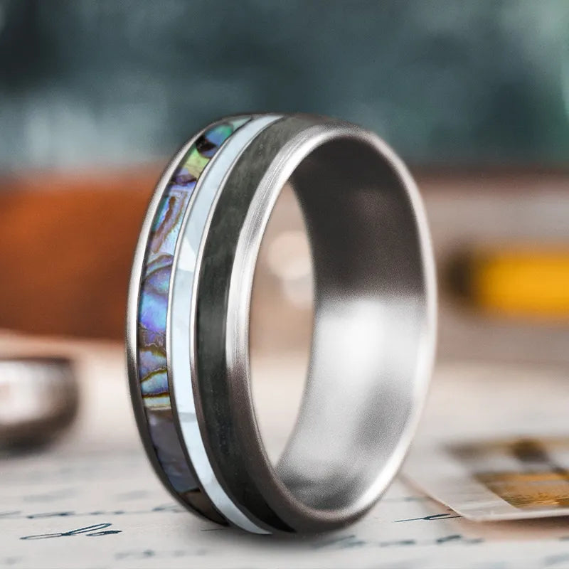 Thick band rings-Custom Design - 3-Inlay Narrow Center Ring 6xBj4IU3gA8KxeTZC8nHb2j8