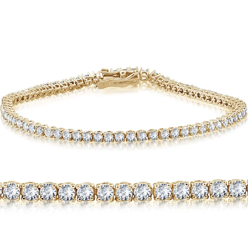 Round shape bangles-14k Yellow Gold 2 ct Diamond Tennis Bracelet 7" - White I-J