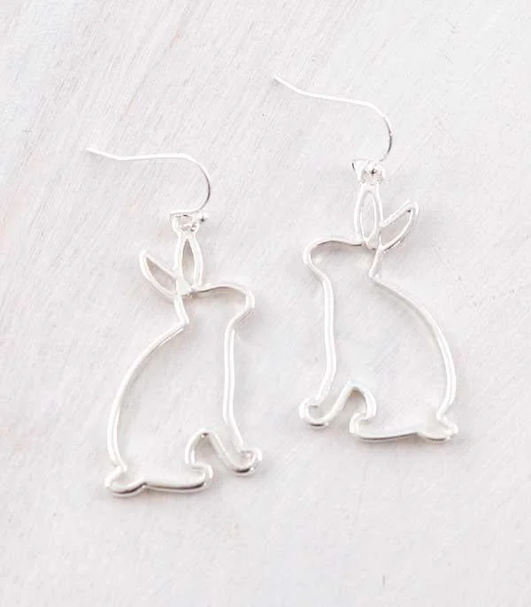 Half moon earrings-Silver Bunny Earrings