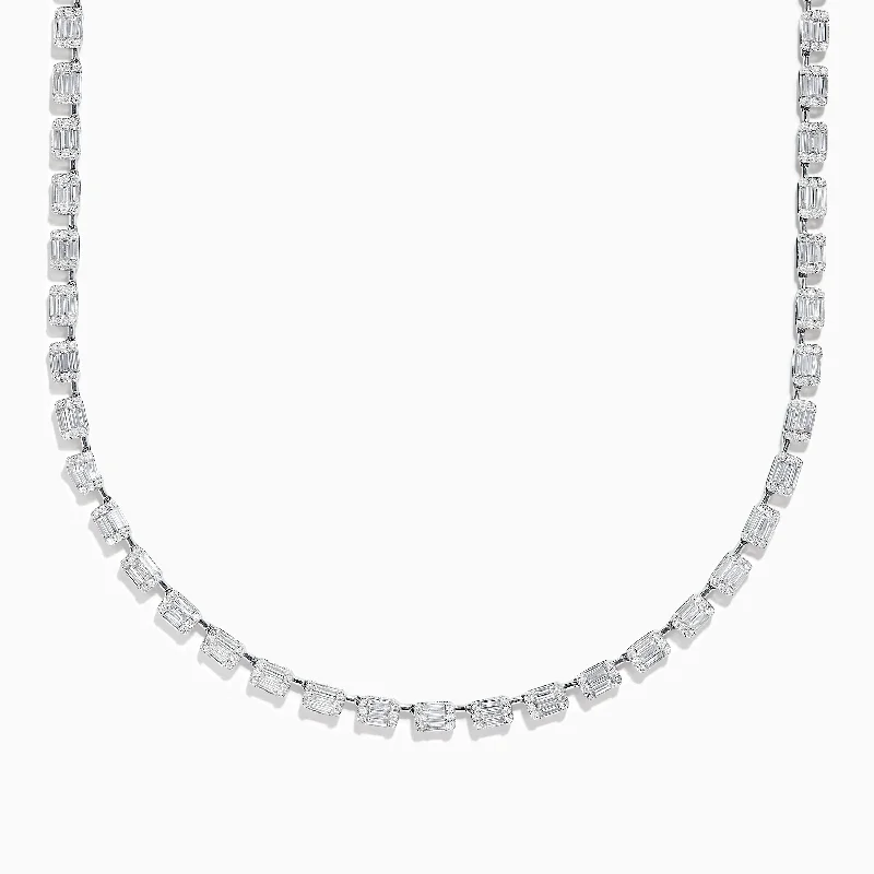 Chic art necklaces-Classique 14K White Gold Diamond Tennis Necklace 7.92 TCW