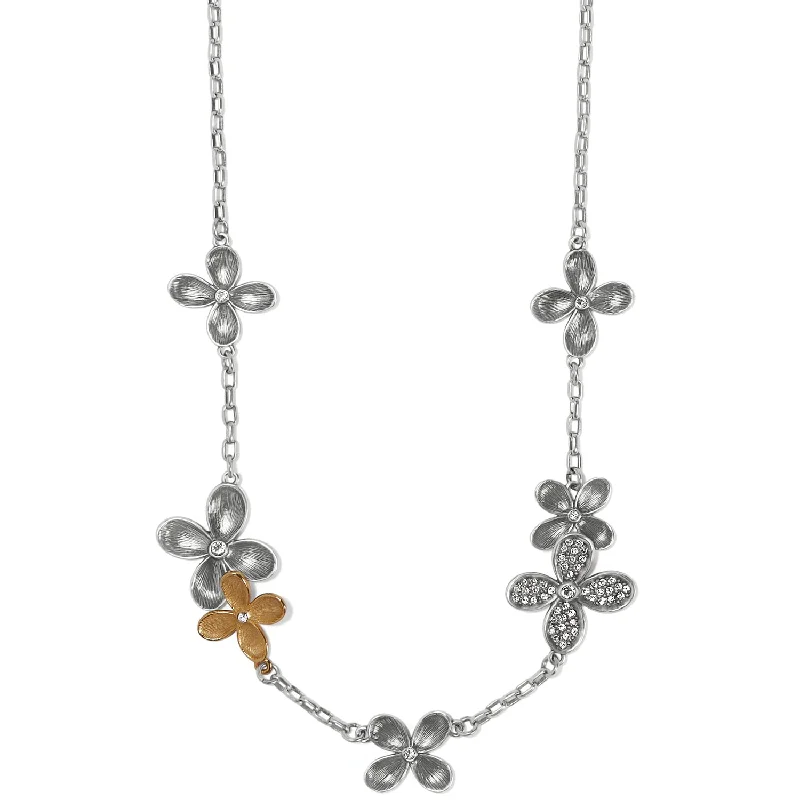 Curved pendant necklaces-Brighton Everbloom Petals Two Tone Necklace