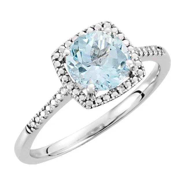 Night gothic engagement rings-STERLING SILVER 1.55 CT SKY BLUE TOPAZ & .01 CTW DIAMOND HALO RING