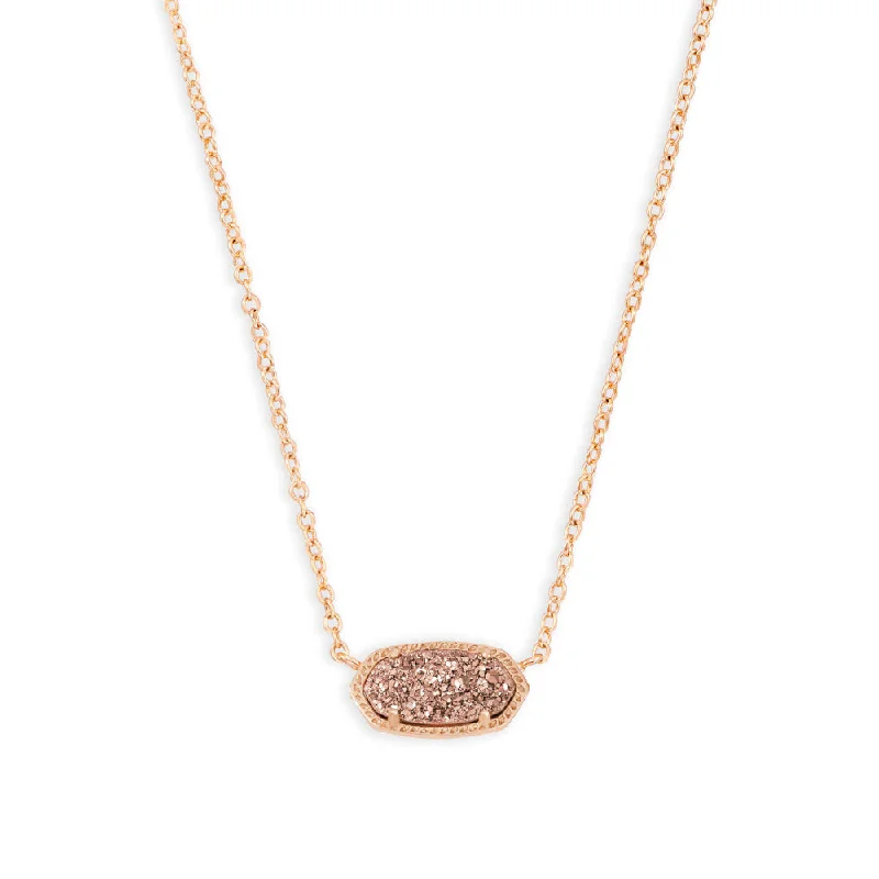 Lustrous gold necklaces-Kendra Scott Elisa Short Pendant Necklace in Rose Gold Drusy