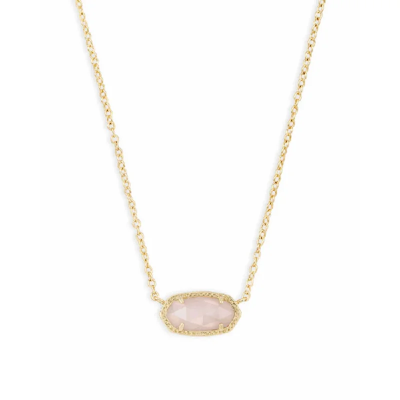 Oak wood necklaces-Kendra Scott Elisa Gold Pendant Necklace in Rose Quartz