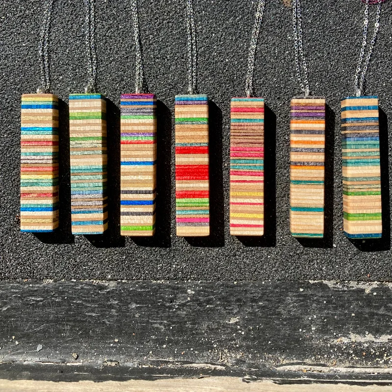 Thick bar necklaces-Upcycled Wood Skateboard Column Necklaces