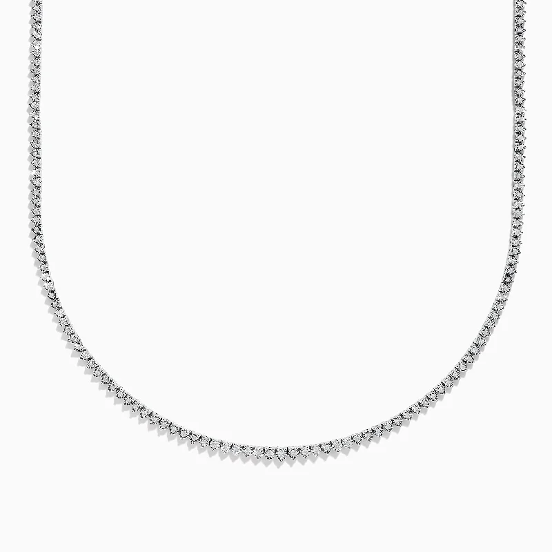 Carved initial necklaces-Pave Classica 14K White Gold Diamond Tennis Necklace 0.97 TCW