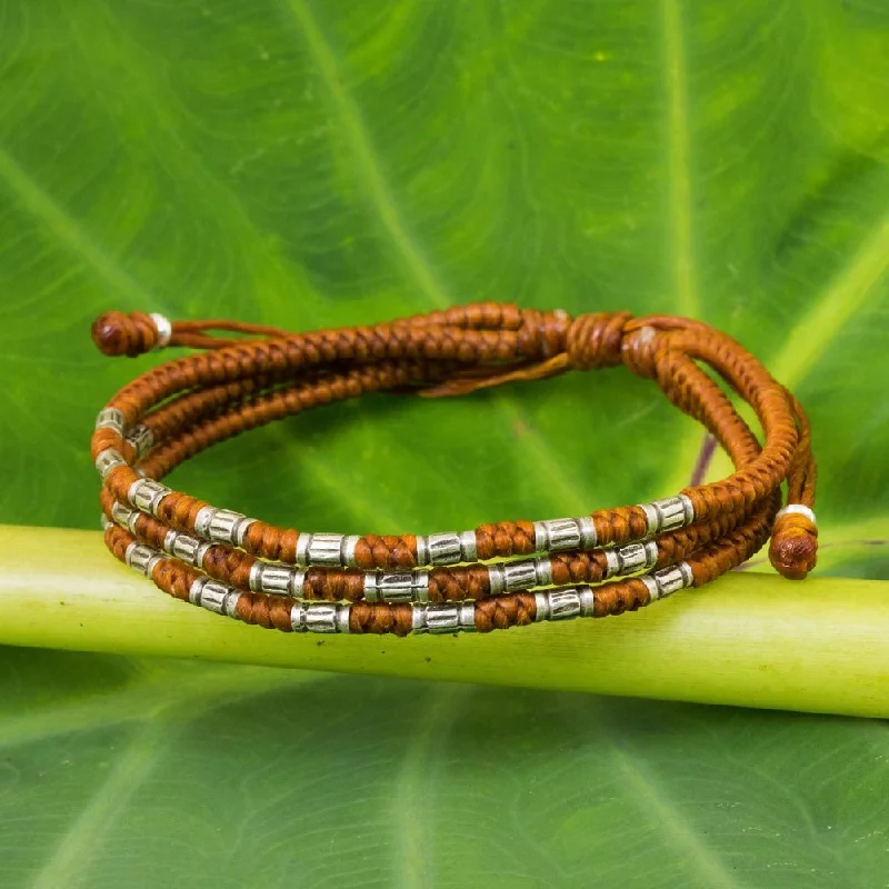 New moon bangles-Handmade Silver Accent 'Forest Thicket in Rust' Bracelet (Thailand) - Brown