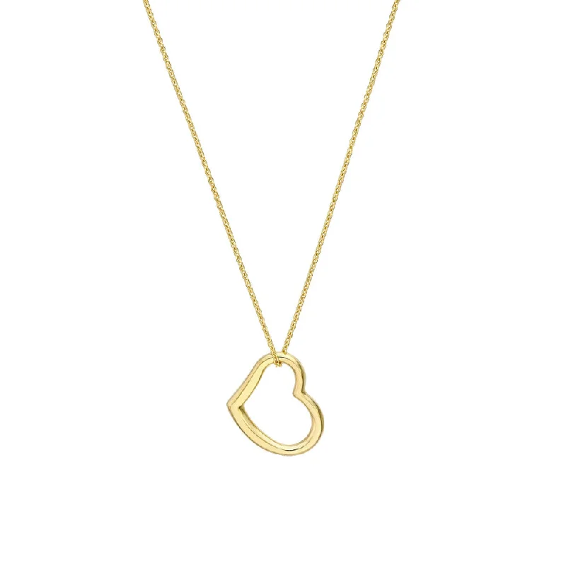 Radiant pearl necklaces-14k Gold Open Heart Necklace