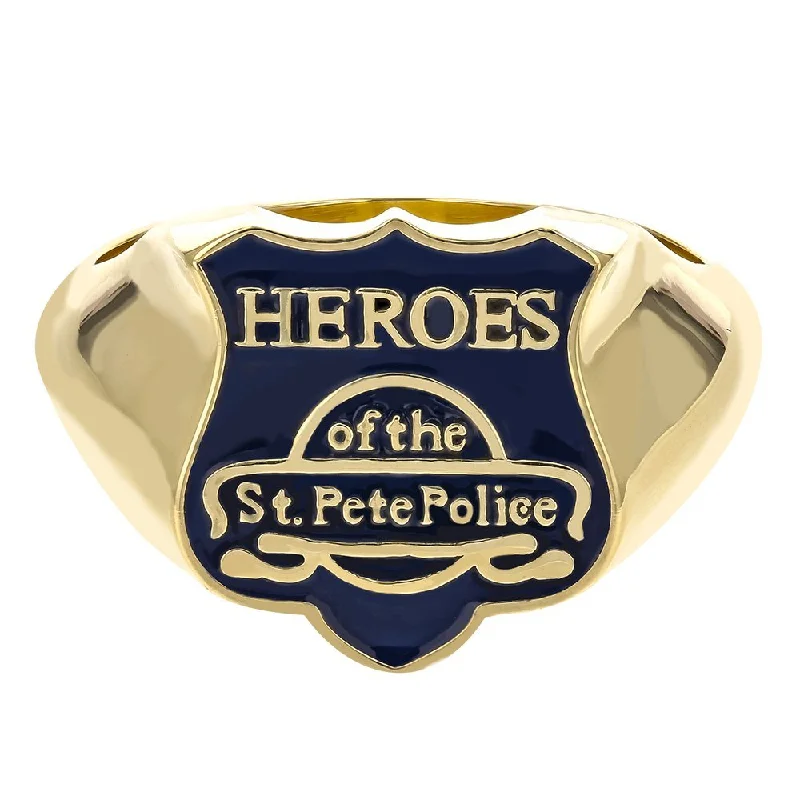 Satin silver engagement rings-Mens 14Kt Heroes Of The St. Pete Police Ring