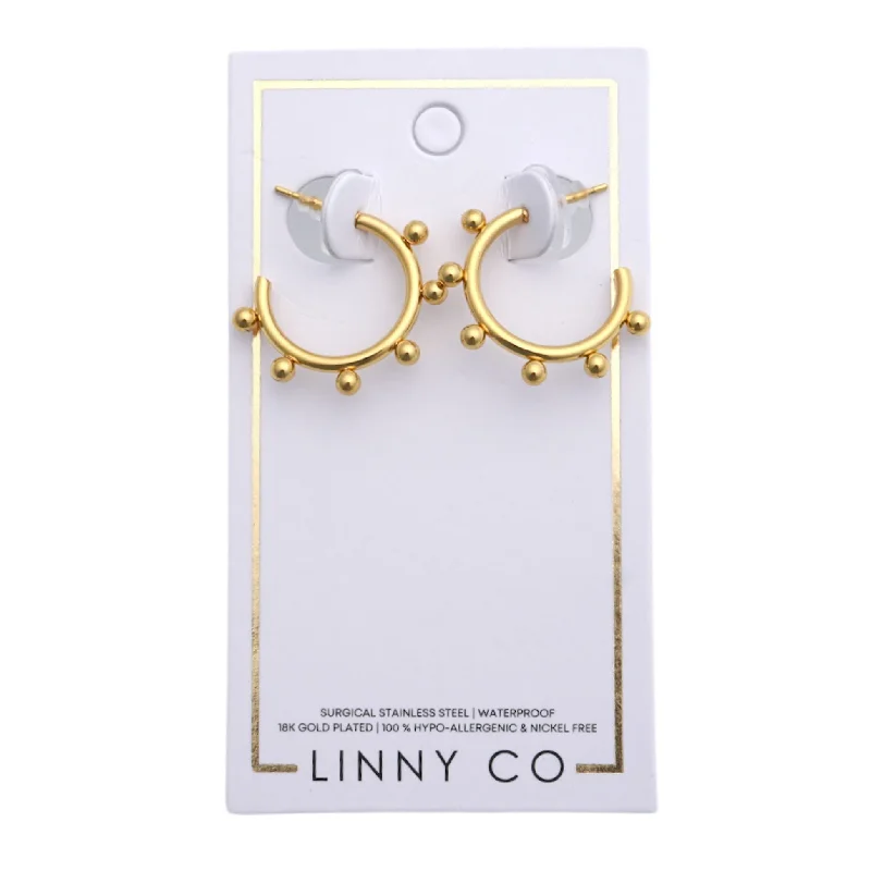 Swirl design earrings-Linny Co | Lauren Gold Tone Small Hoop Earrings