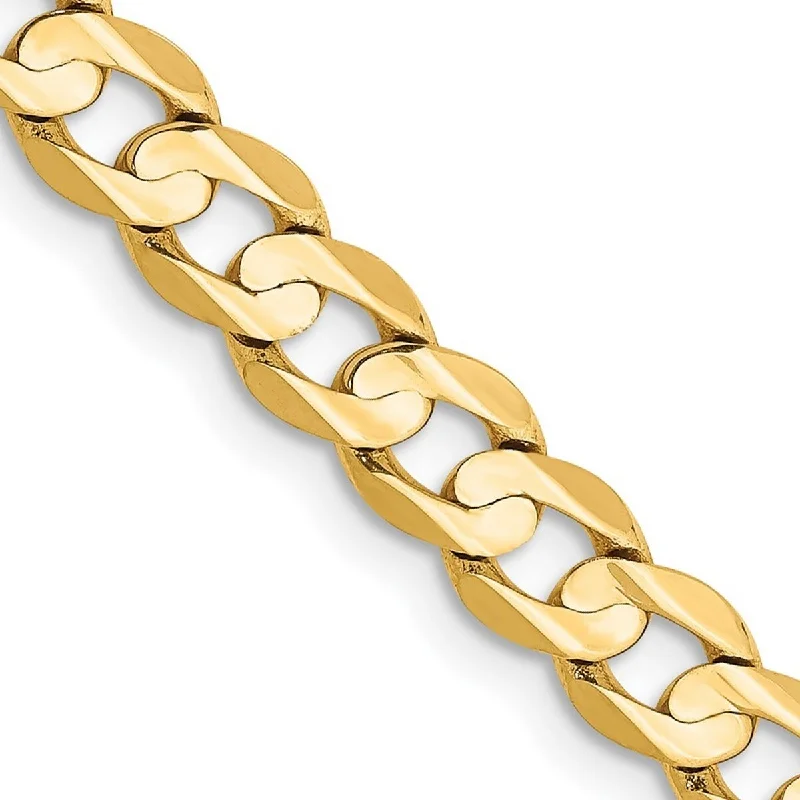 Rustic flair bangles-Curata 14k Yellow Gold Solid Polished 5.25mm Open Concave Curb Chain Bracelet Lobster Claw