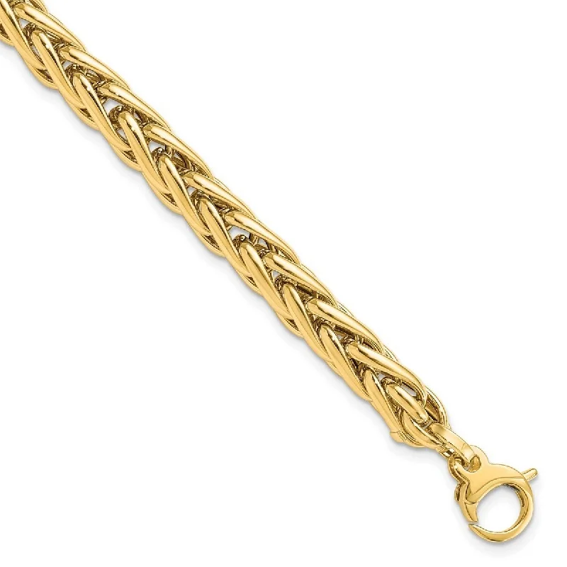 Tiny star bangles-Curata 6mm 14k Yellow Gold Fancy Woven Link Bracelet 7.5 Inch