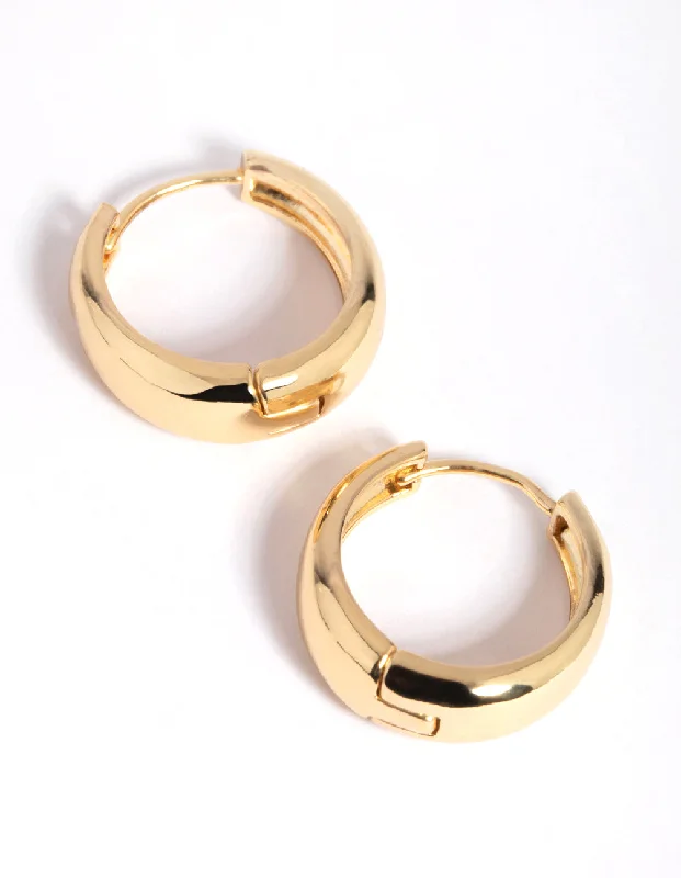 Petal pattern earrings-Gold Medium Tube Huggie Earrings