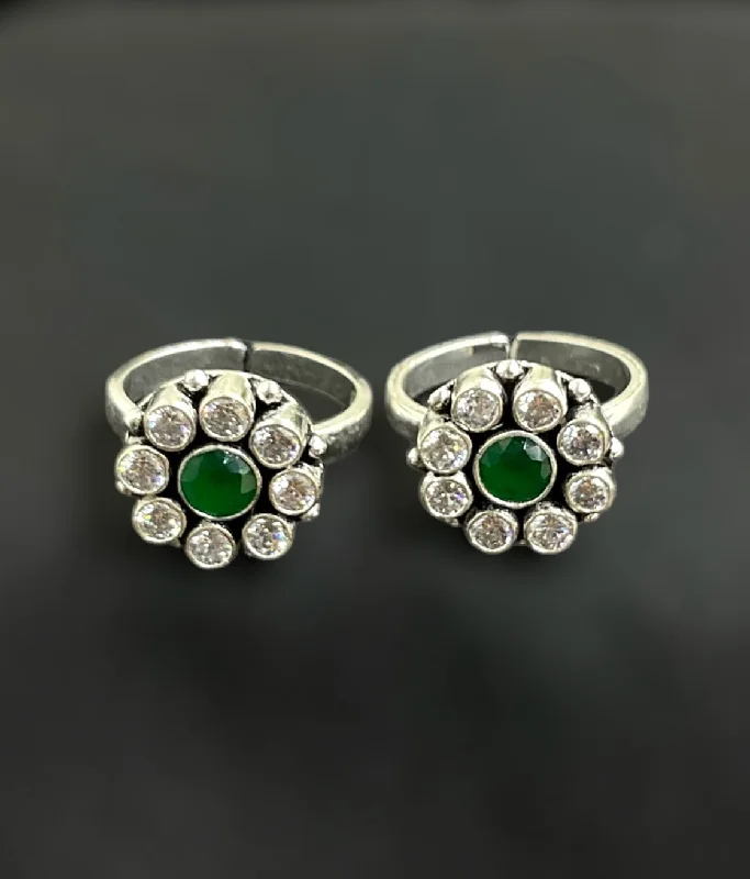 Beaded edge engagement rings-The Tarika Silver Gemstone Toe-Rings