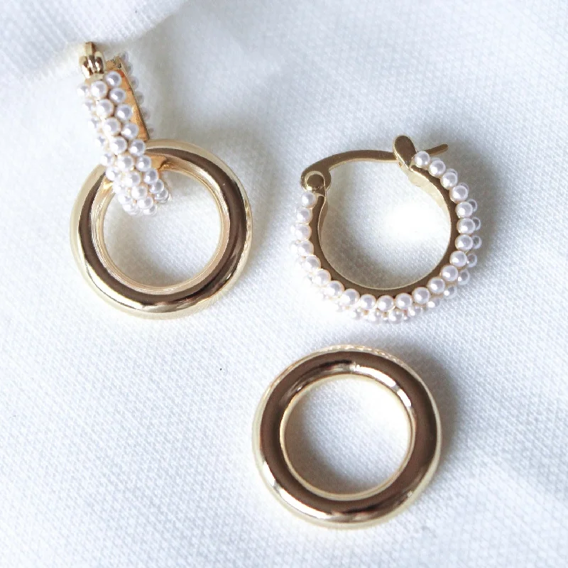 Blended metal earrings-Kinsey Designs | Holland Pearl Convertible Gold Tone Hoop Earrings