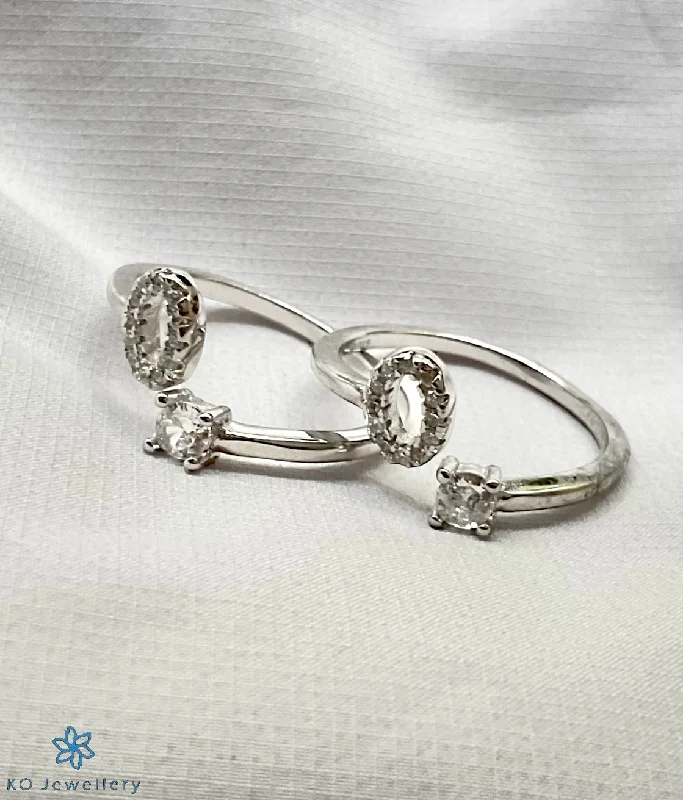 Spring band engagement rings-The Zoya Silver Toe-Rings (Front open)Zoya Silver Toe-Rings