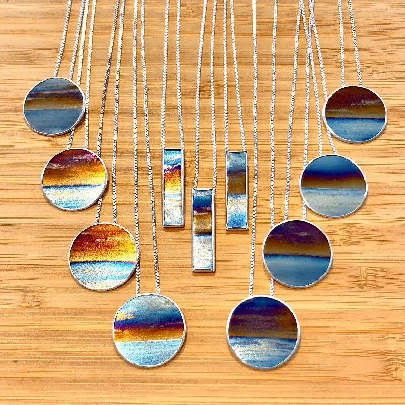 Pure crystal necklaces-Flame Painted Titanium Beach Sunset Necklaces