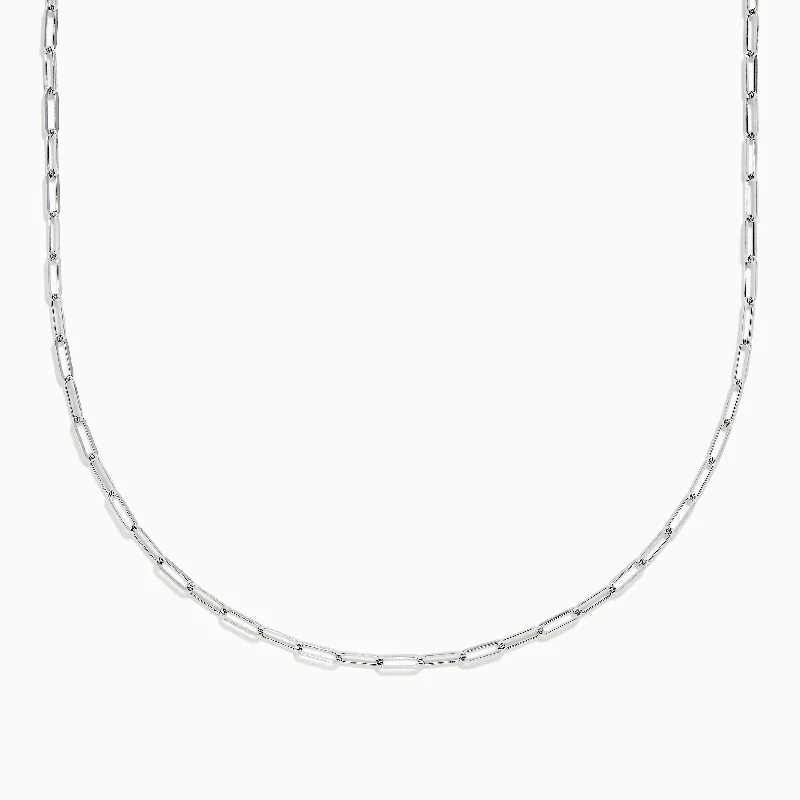 Thin bead necklaces-14K White Gold 20" 2.5mm Paperclip Necklace