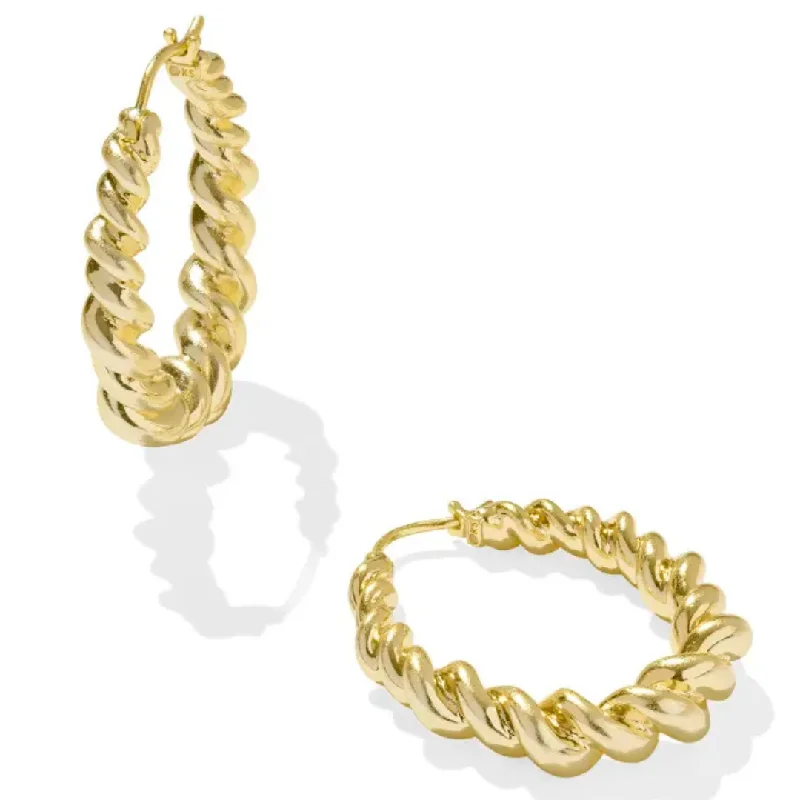 Stellar glow earrings-Kendra Scott | Haisley Hoop Earrings in Gold