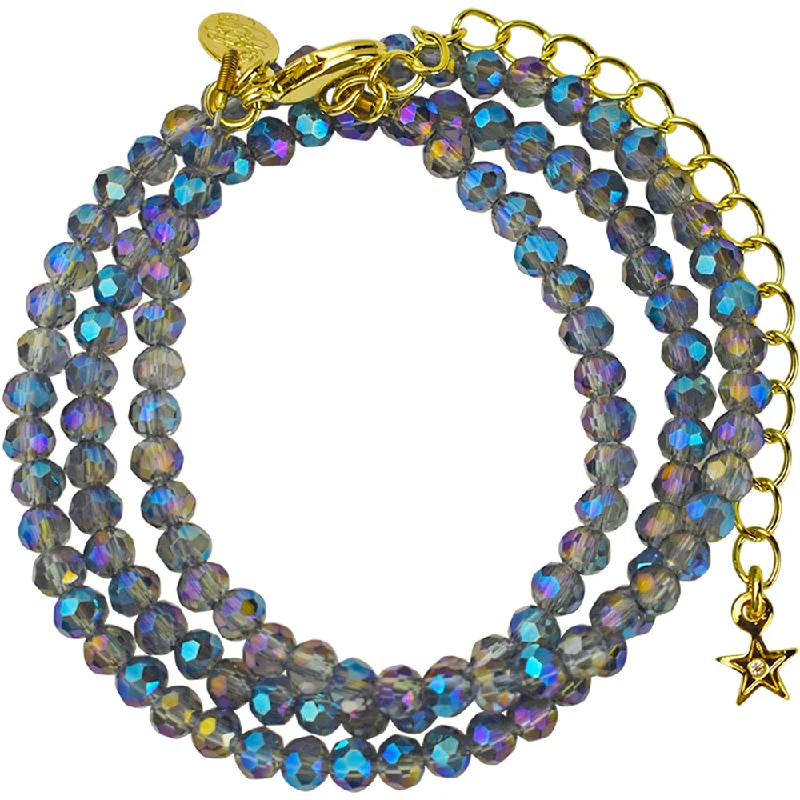 Spiral knot necklaces-Shimmer Bead 18" Necklace (Goldtone/Mystic Blue)