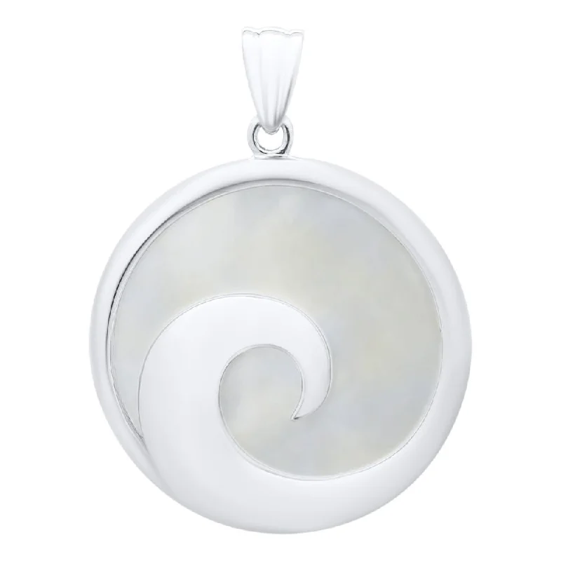 Sapphire gem necklaces-Mother of Pearl Wave Pendant Necklace