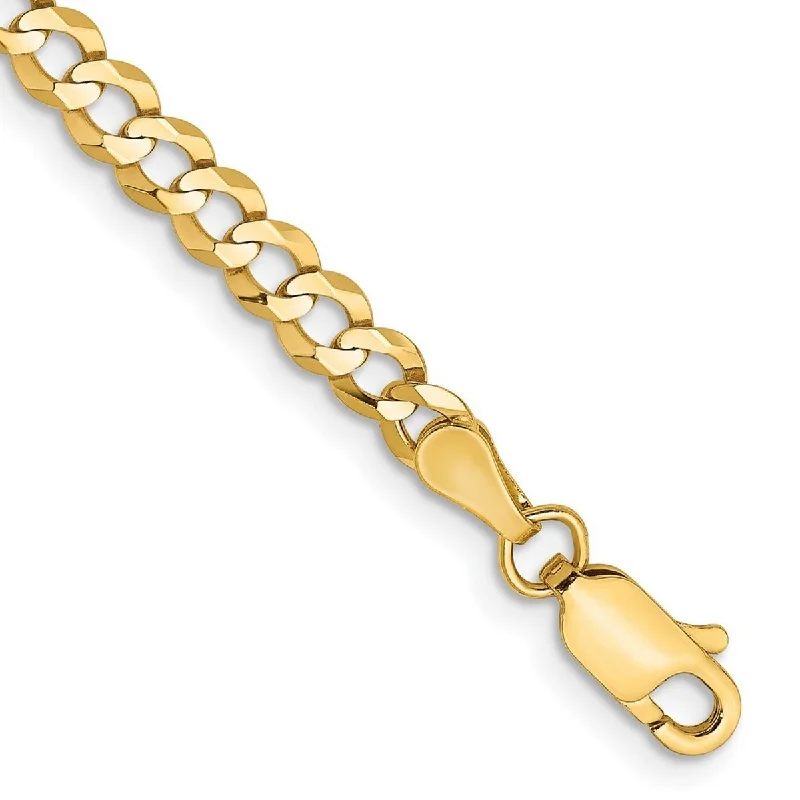 Twist charm bangles-Curata 14k 3.7mm Solid Polished Light Flat Miami Curb Chain Bracelet