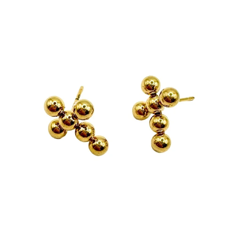 Reef knot earrings-Linny Co | Wyatt Gold Tone Cross Stud Earrings