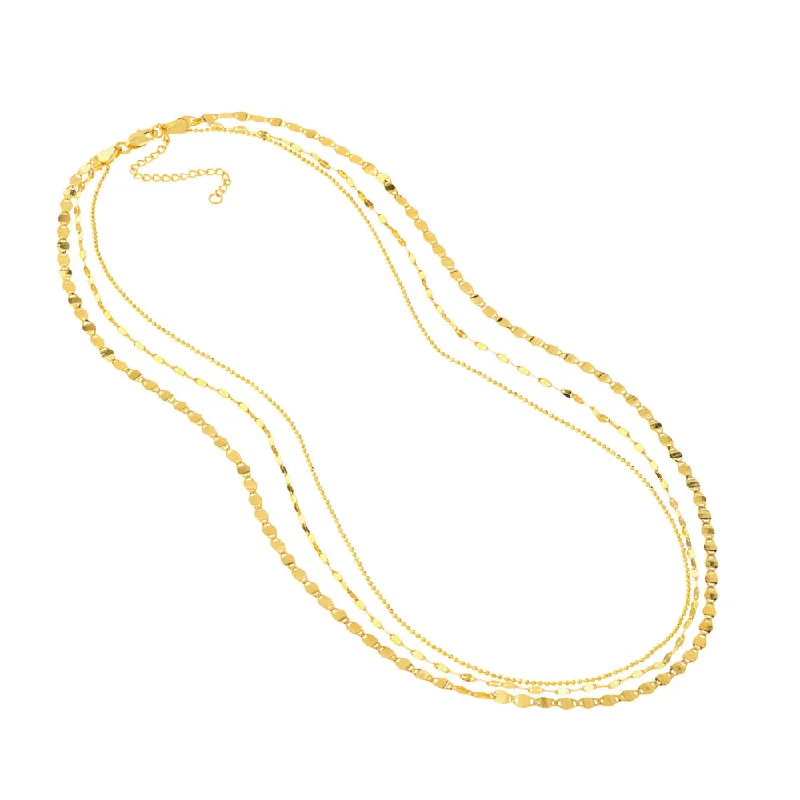 Freshwater pearl necklaces-14k Gold Triple Strand Necklace