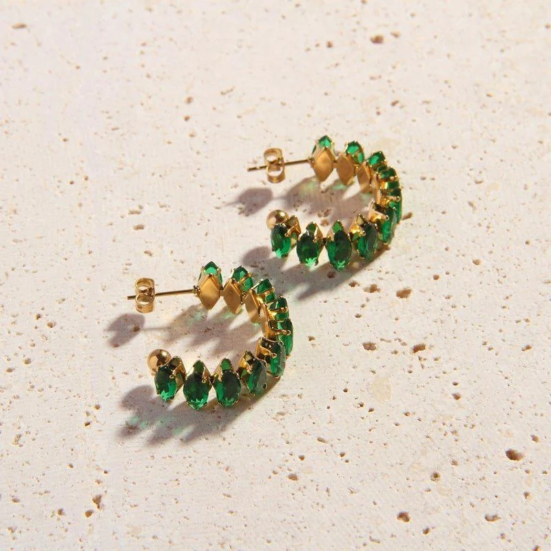 Topaz earrings-Vert Hoops