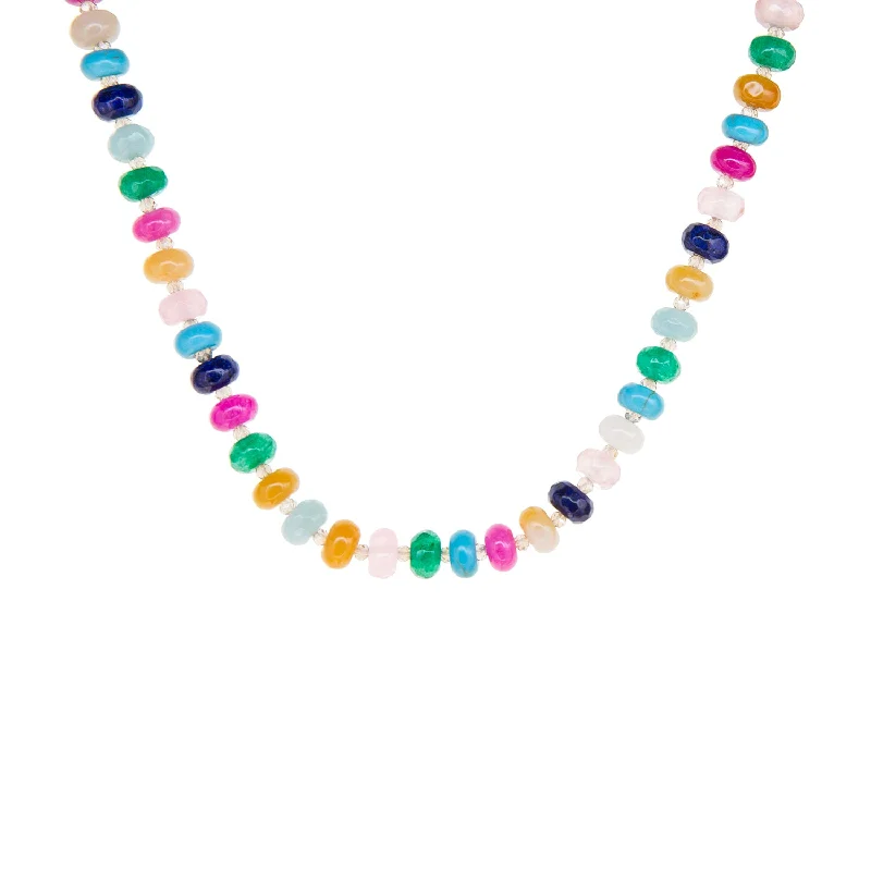 Onyx stone necklaces-rondelle beaded necklace