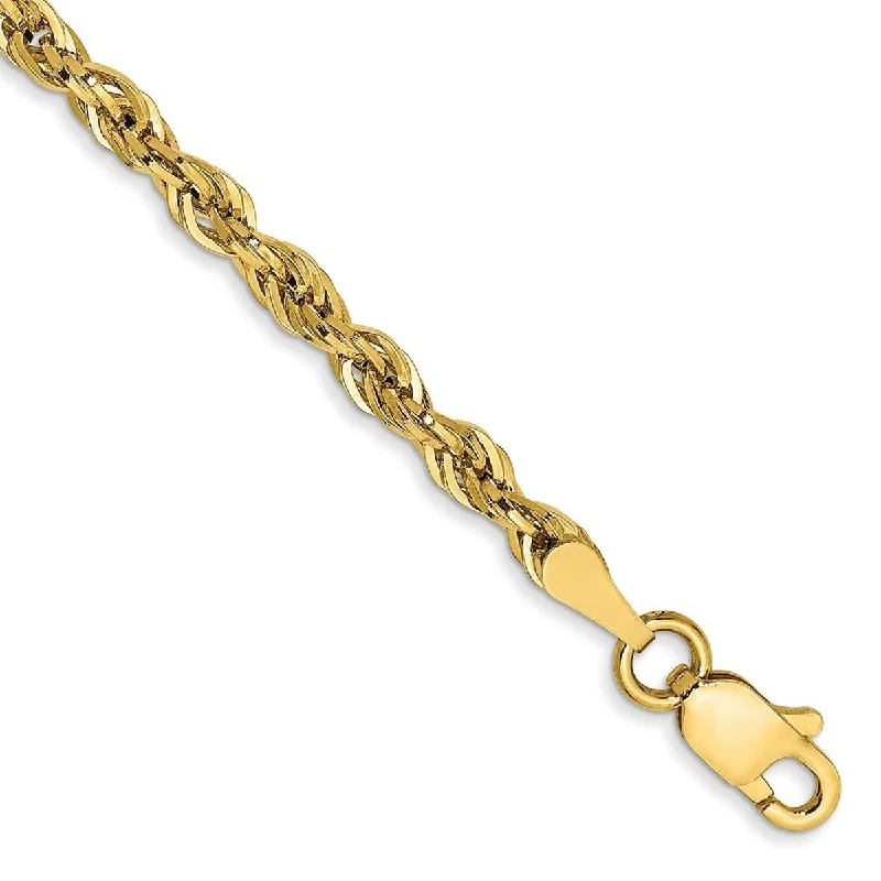 Clear diamond bangles-Curata 10k Yellow Gold 8" 2.8mm Semi solid Rope Chain Bracelet