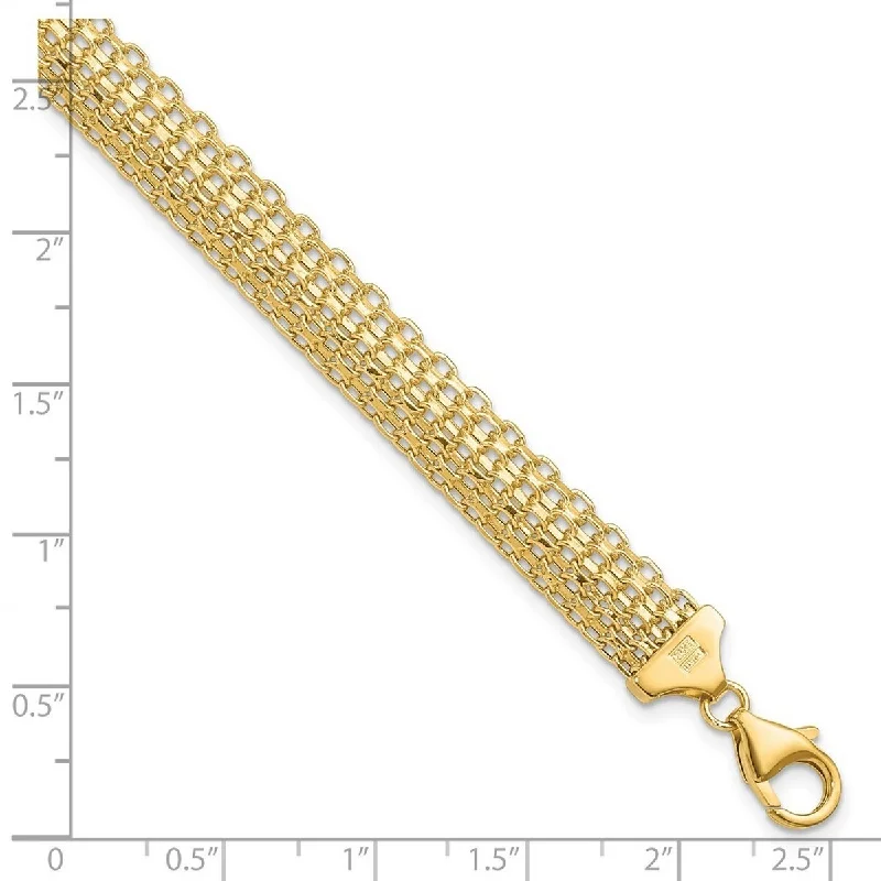 Twig weave bangles-Curata 9.75mm 14k Yellow Gold Fancy Lobster Closure Polished Bracelet 7.5 Inch