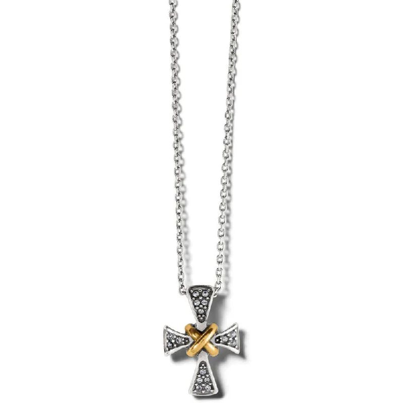 Haze glass necklaces-Brighton Meridian Two Tone Mini Cross Necklace