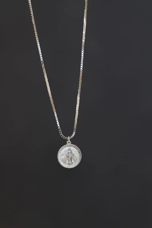 Lustrous gold necklaces-SILVER VIRGIN MARY NECKLACE