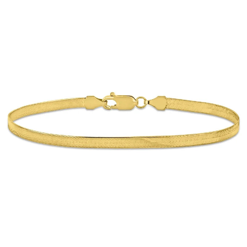 Bead charm bangles-Miadora 3.5mm Flex Herringbone Chain Bracelet in 10k Yellow Gold - 7.5 in