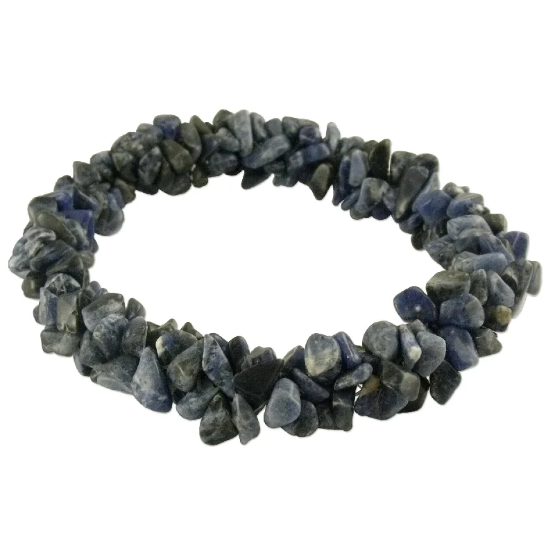 Old lock bangles-Sodalite 'Blue Muse' Stretch Bracelet (India)