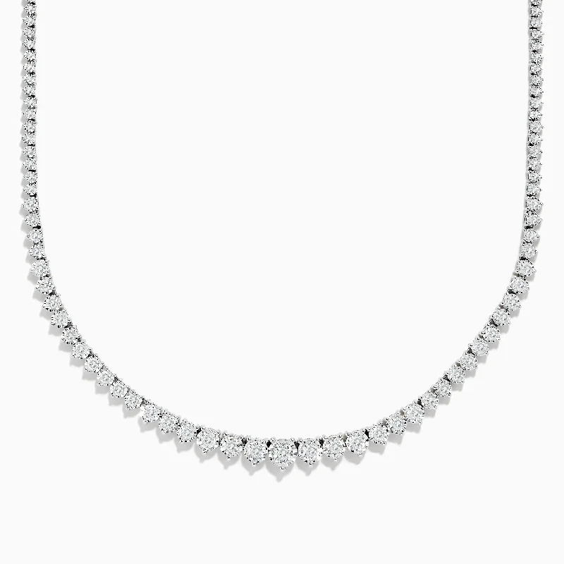 Wide link necklaces-Pave Classica 14K White Gold 18" Diamond Tennis Necklace, 6.98 TCW