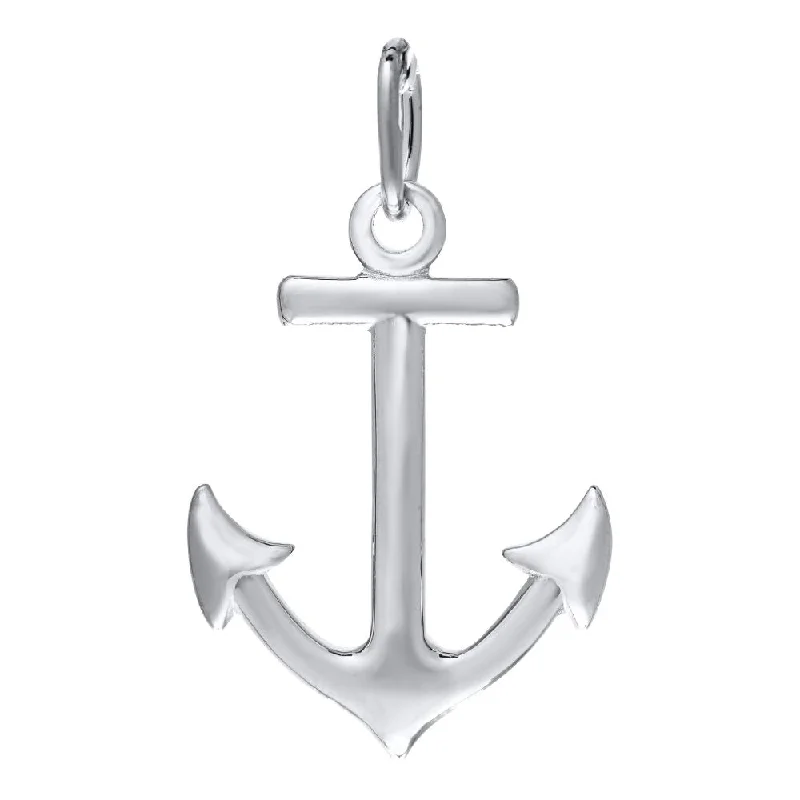 Carved initial necklaces-Sterling Silver Anchor Pendant Necklace