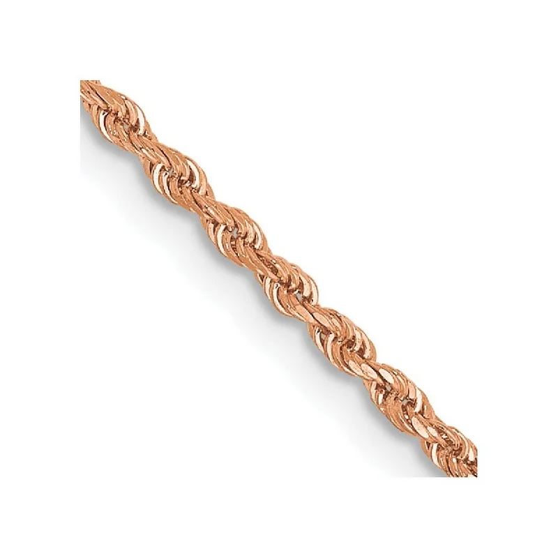 Onyx bead bangles-Curata 14k Rose Gold 1.50mm Sparkle Cut Rope With Lobster Clasp Chain Bracelet