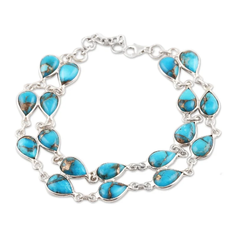 Vivid druzy bangles-NOVICA Eternal Nature, Composite turquoise link bracelet