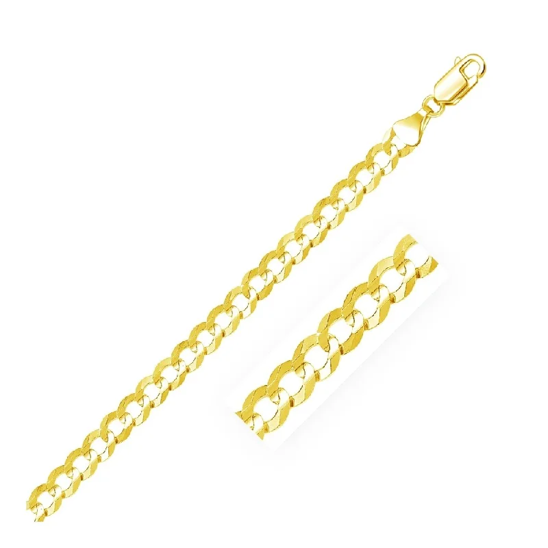 Chunky stone bangles-7.0mm 14k Yellow Gold Solid Curb Bracelet