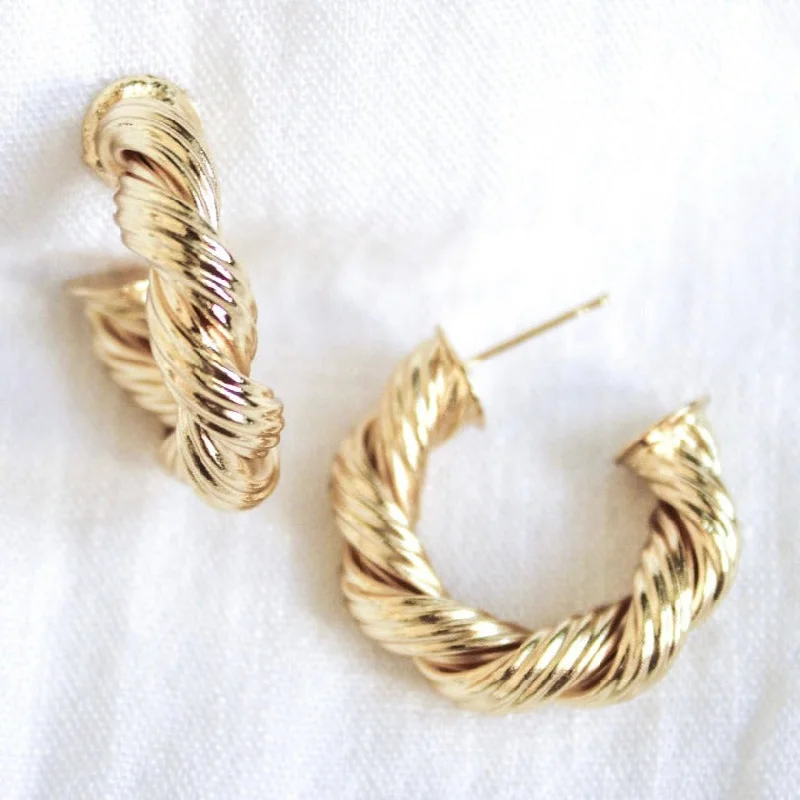 Raven feather earrings-Kinsey Designs | Micayla Twisted Gold Tone Hoop Earrings