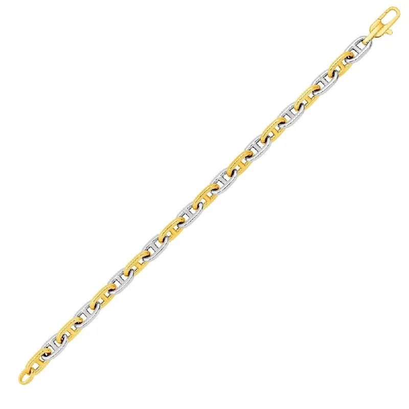 Surf theme bangles-Mariner Link Bracelet in 14k Two-Tone Gold