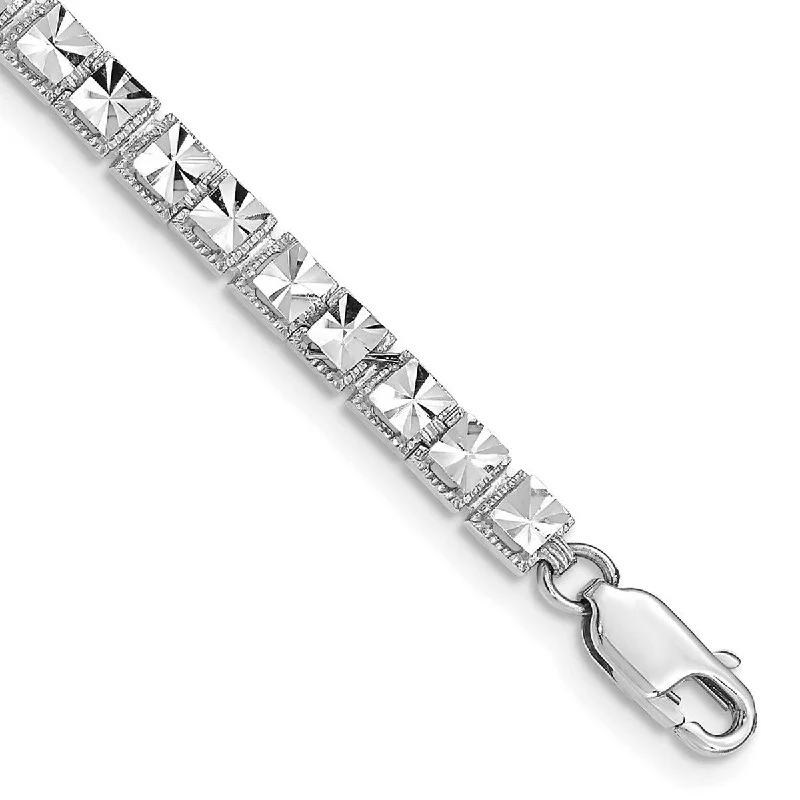 Cord wrap bangles-Curata 14k White Gold Sparkle Cut Bracelet 7.25 Inch