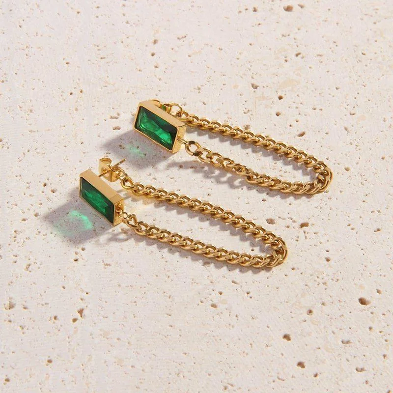 Retro deco earrings-Vert Earrings