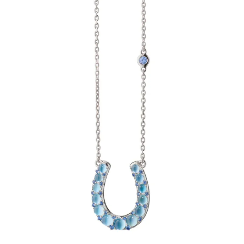 Oval gem necklaces-Monica Rich Kosann The Horseshoe Necklace with Blue Topaz over Mother of Pearl