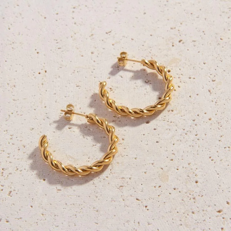 Tide shape earrings-Mia Hoops