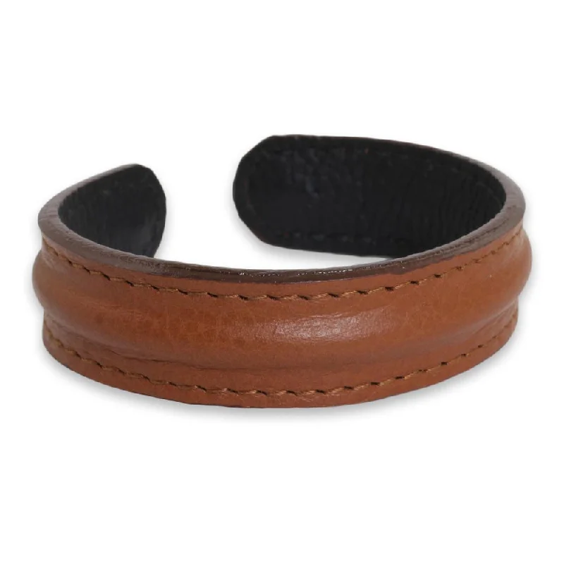 Pure form bangles-Handmade Leather Basic Brown Bracelet (Thailand)